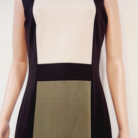 Calvin Klein Sheath Sleeveless Career Dress Zipper Back Color Block Size 10 - Picture 3 of 12